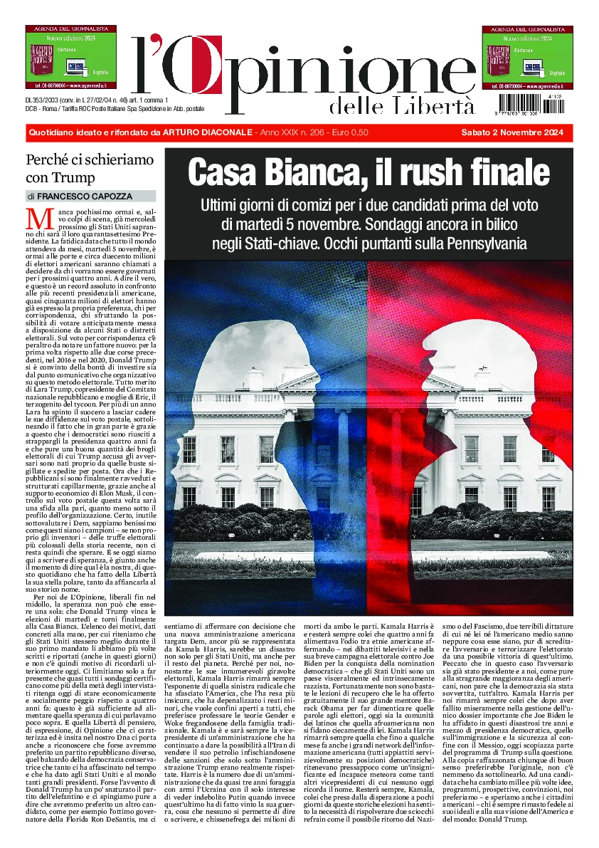 Prima-pagina-opinione della liberta-edizione-di-oggi-2024-11-04